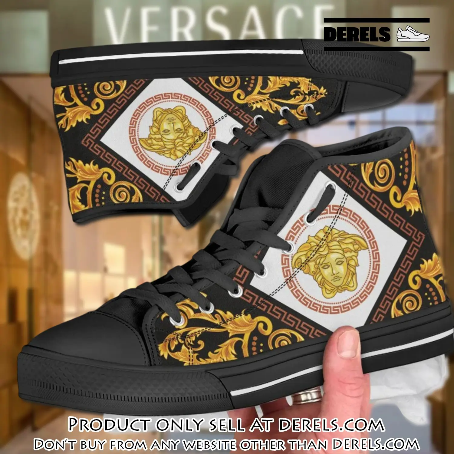 Versace logo medusa high top canvas shoes luxury brand gifts for men women dr1620266